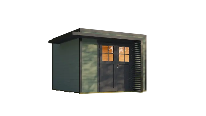 Gartenhaus Amberley, 300x300, Doppeltür, grüngrau/anthrazit