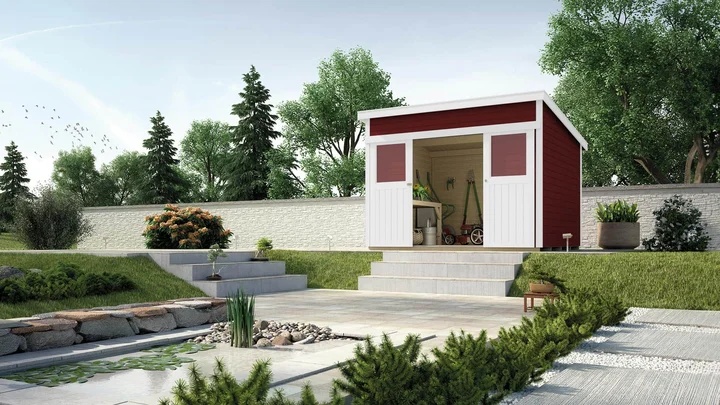 Schiebetürhaus Stockton 225, 295x215, Schwedenrot