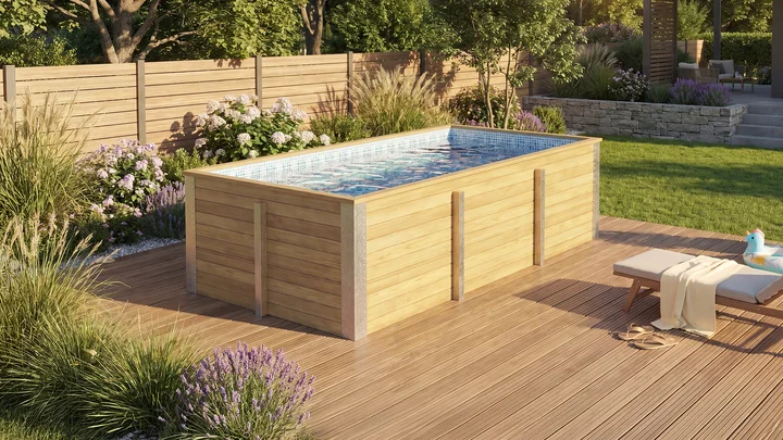 Gartenpool Siarago 595, 416x203, Folie Mosaik-Blau