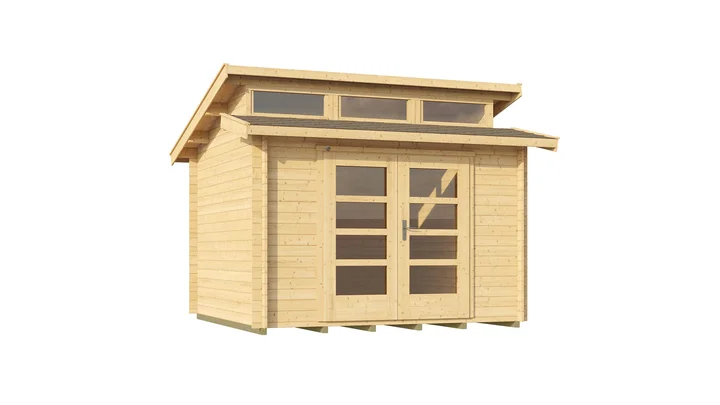 Gartenhaus Sunburry 158, 300x300, 3 Fenster, Panorama-Doppeltür, naturbelassen