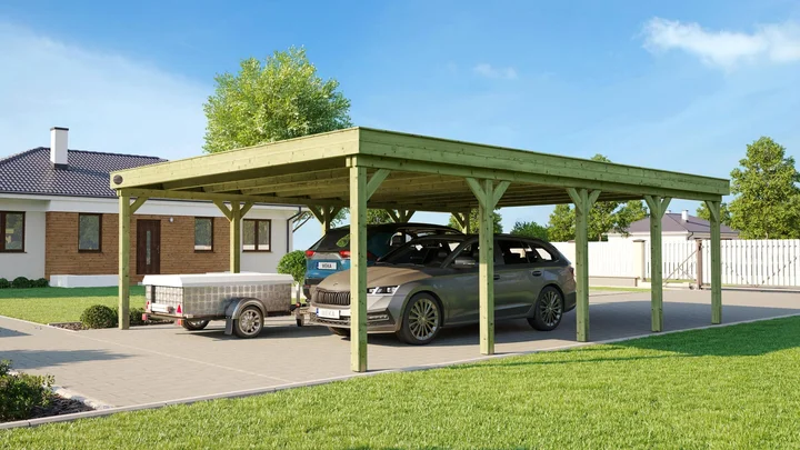 Doppelcarport 609, 576x784, Grün imprägniert