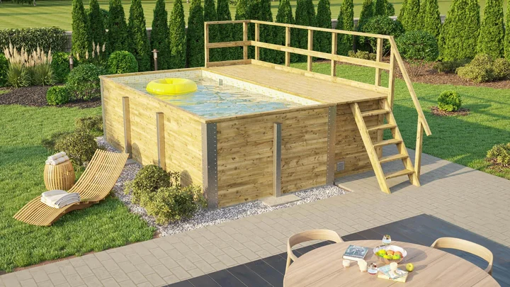 Gartenpool Siarago 595, 416x309, Folie Mosaik-Sand, Filteranlage