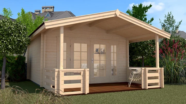 Weekendhaus Bornio 137, 380x500, Terrasse, 2 Fenster, Panorama-Doppeltür, naturbelassen