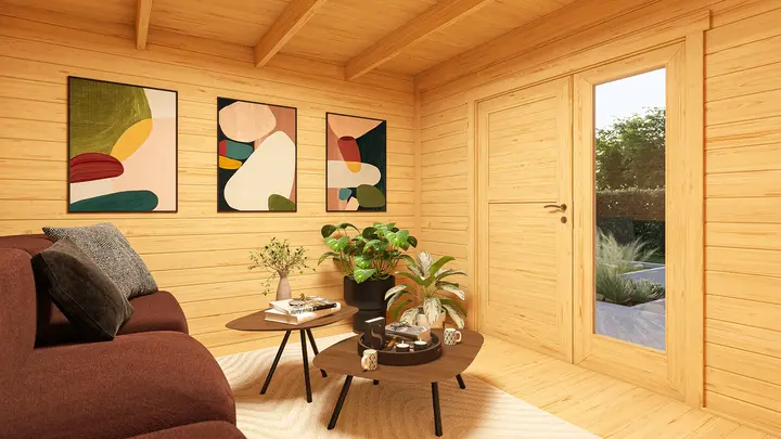 Gartenhaus Amberley, 300x300, Design-Doppeltür, naturbelassen