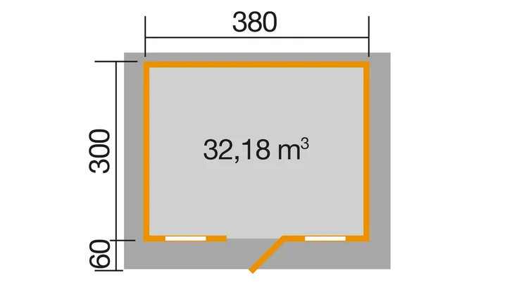Gartenhaus Blumberg 135, 380x300, Naturbelassen
