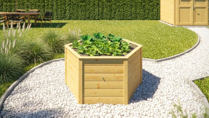 6-Eck-Hochbeet 669, 120x120, Naturbelassen