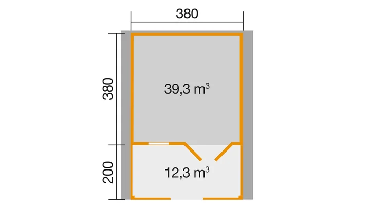 Gartenhaus Blumberg 136, 380x580, Naturbelassen