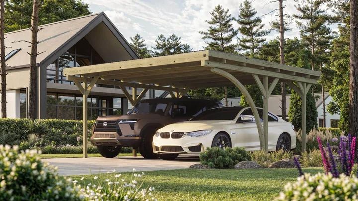 Carport 616, 471x389, Grün imprägniert