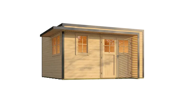 Gartenhaus Amberley, 400x400, Doppeltür, 2 Fenster, naturbelassen