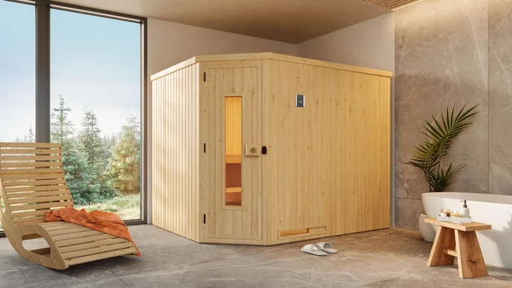 Elementsauna Varberg, 242x192, Holztür