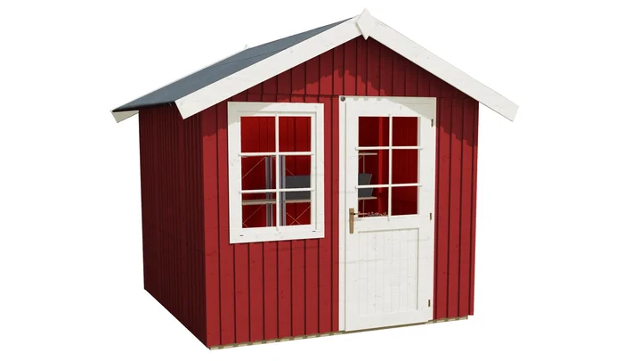 Schwedenhaus Skara 410, 252x248, Einzeltür, Fenster, schwedenrot