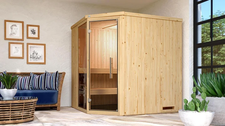 Elementsauna Varberg, 192x175, Glastür