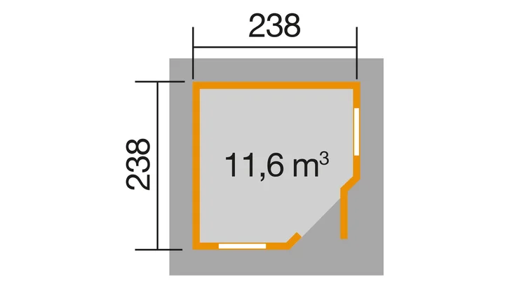 Gartenhaus Waroona 149, 238x238, Naturbelassen