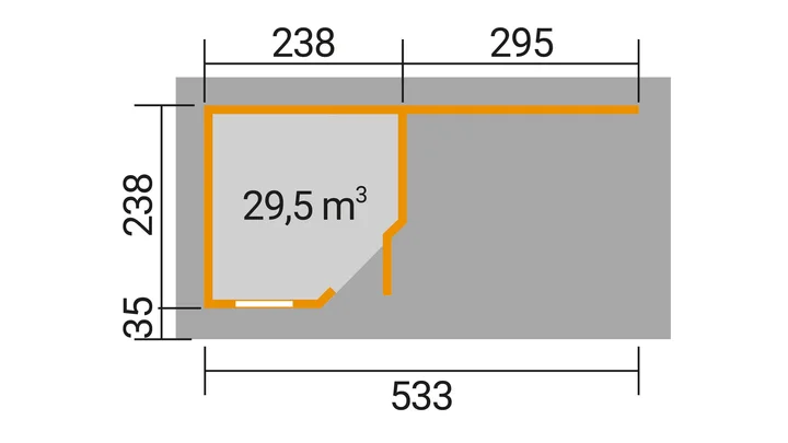 Gartenhaus Winton 213, 541x238, Naturbelassen