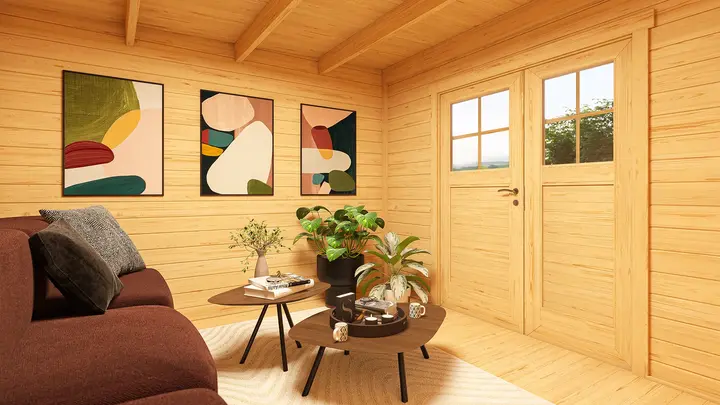 Gartenhaus Amberley, 300x300, Doppeltür, grüngrau/anthrazit