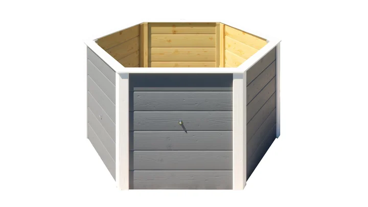 6-Eck-Hochbeet 669, 120x120, Grau