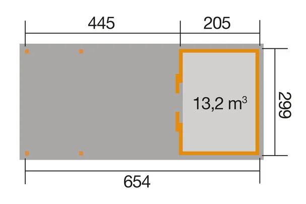 Schiebetürhaus Stockton 225, 647x299, Anbau2, naturbelassen