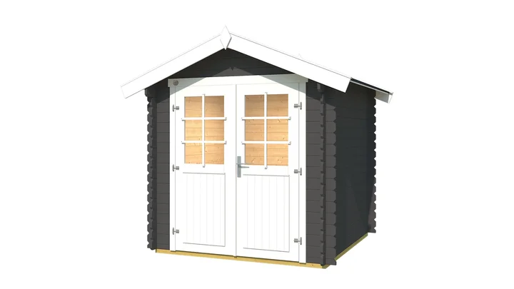 Gartenhaus Vaduz 209, 200x200, Rahmen-Doppeltür, carbongrau