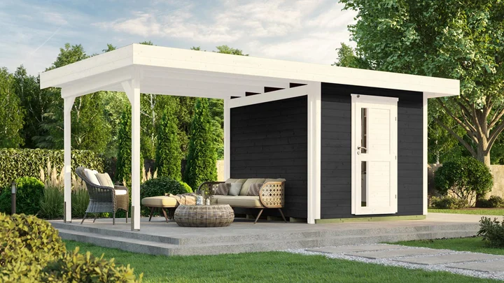 Gartenhaus Kingston 172, 530x241, Anbau2, Design-Einzeltür, anthrazit