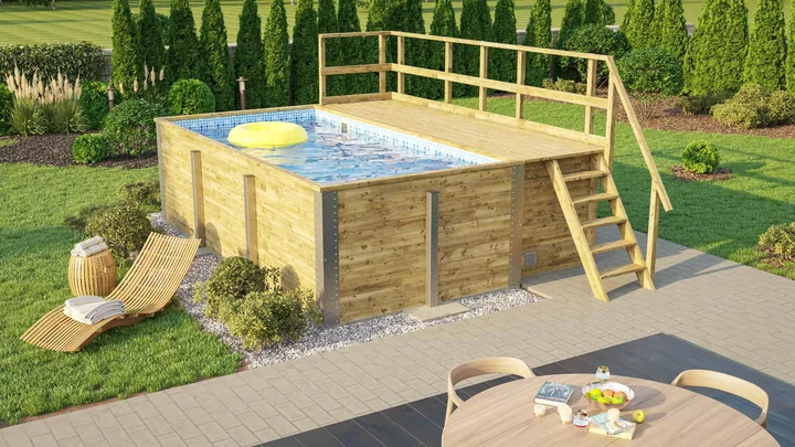 Gartenpool Siarago 595, 416x309, Folie Mosaik-Blau, Filteranlage