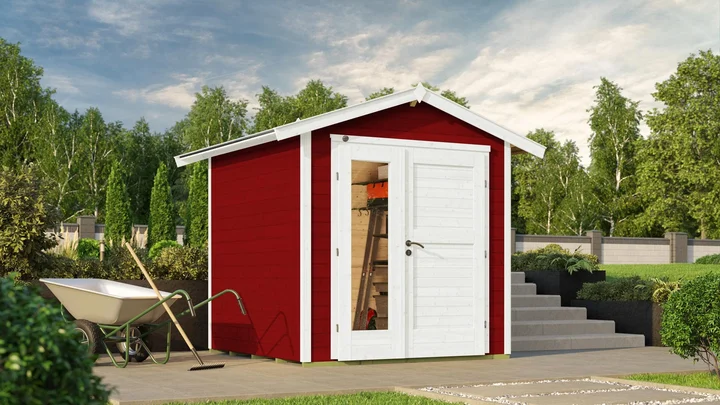 Gartenhaus Blackmount 224, 205x209, Design-Doppeltür, schwedenrot