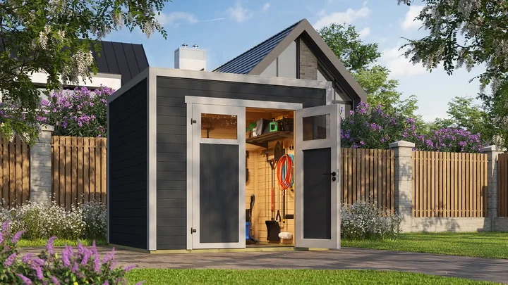 Gartenhaus Batu, 250x250, Doppeltür, anthrazit/grau