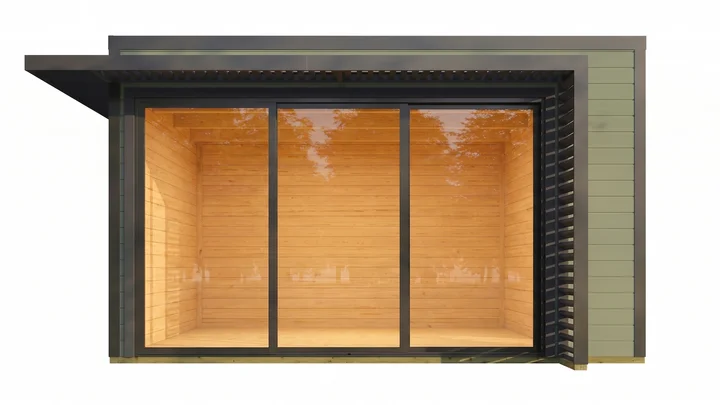 Gartenhaus Amberley, 400x400, 2 Glasschiebetüren, grüngrau/anthrazit