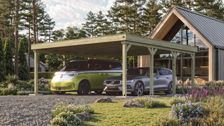 Doppelcarport 609, 576x591, Grün imprägniert