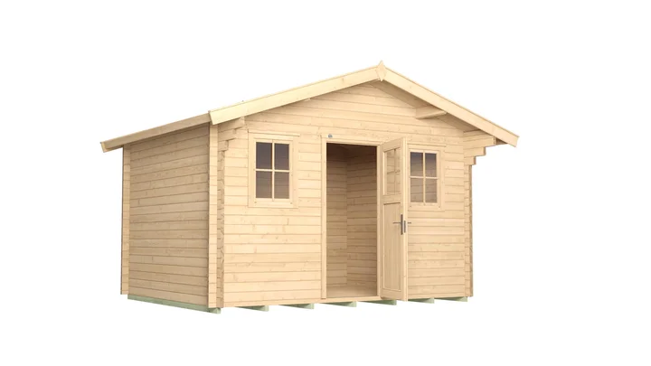 Gartenhaus Blumberg 138, 380x300, Einzeltür extrahoch, 2 Fenster, naturbelassen