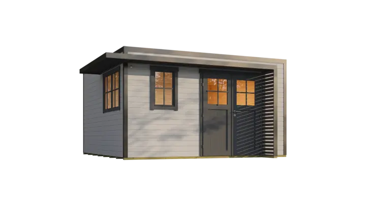 Gartenhaus Amberley, 400x400, Doppeltür, 2 Fenster, grau/anthrazit