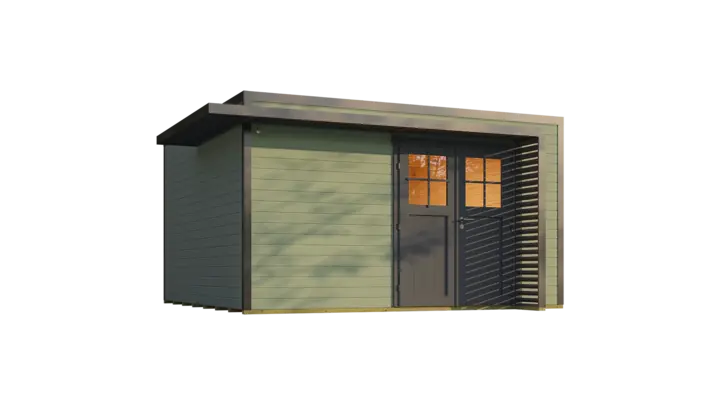 Gartenhaus Amberley, 400x400, Doppeltür, grüngrau/anthrazit