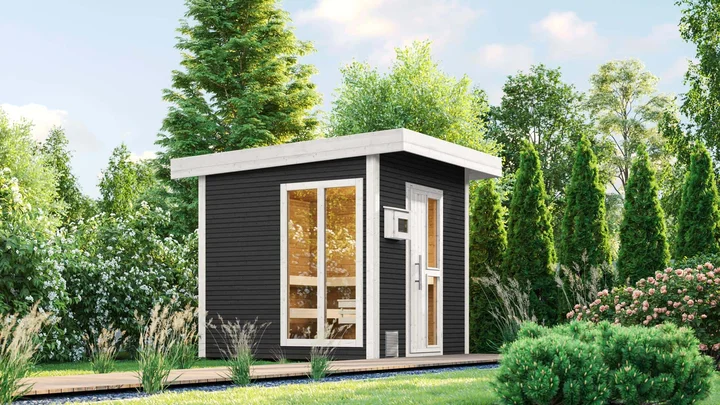 Saunahaus Kuopio wekaLine, 238x238, Design-Einzeltür, Fenster, anthrazit