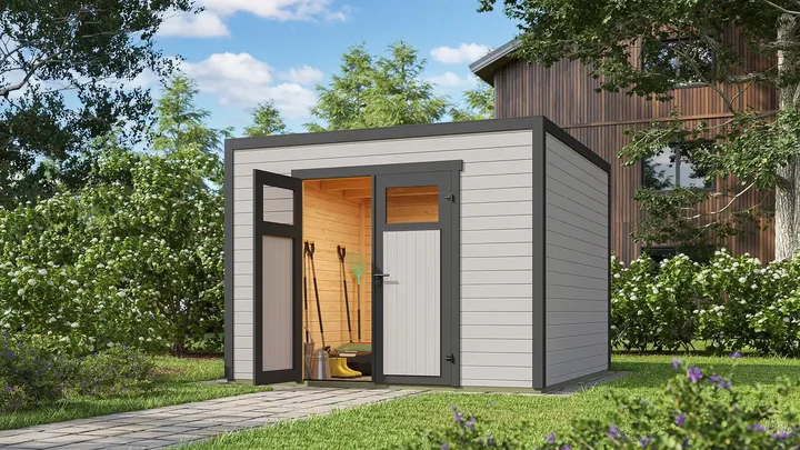 Gartenhaus Batu, 300x300, Doppeltür, grau/anthrazit
