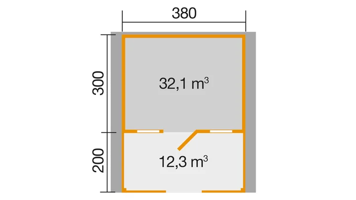 Gartenhaus Blumberg 110, 380x500, Naturbelassen