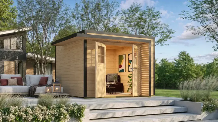 Gartenhaus Amberley, 300x300, Doppeltür, naturbelassen