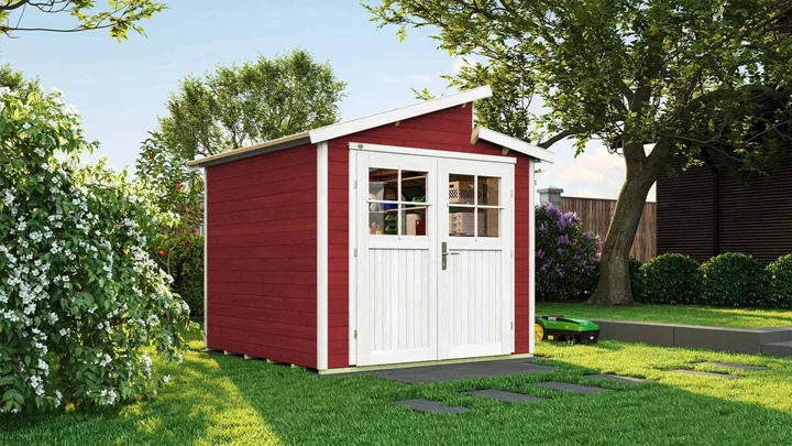 Gartenhaus Blackmount 226, 235x239, Satteldach, Doppeltür, schwedenrot
