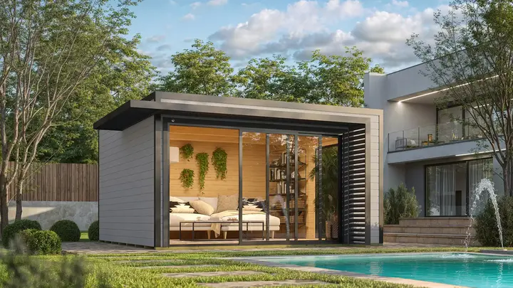 Gartenhaus Amberley, 400x400, grau/anthrazit