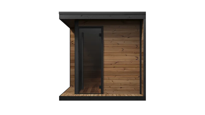 Saunahaus Viira 2, 229x229, Glastür, Fenster, Dachbahn, naturbelassen
