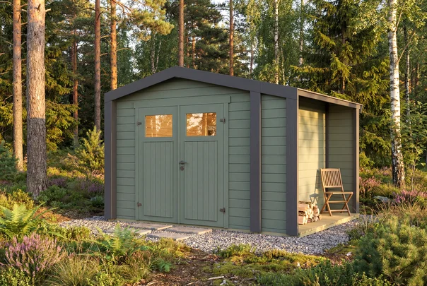 Gartenhaus Killarney, 300x250, Grüngrau/Anthrazit