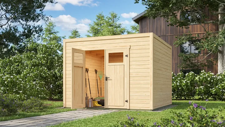 Gartenhaus Batu, 300x300, Doppeltür, naturbelassen