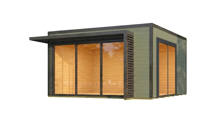 Gartenhaus Amberley, 400x400, 2 Glasschiebetüren, grüngrau/anthrazit