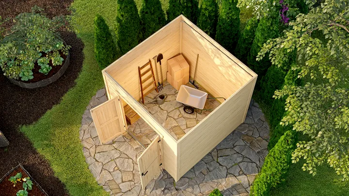 Gartenhaus Batu, 250x200, Vollholz-Doppeltür, naturbelassen
