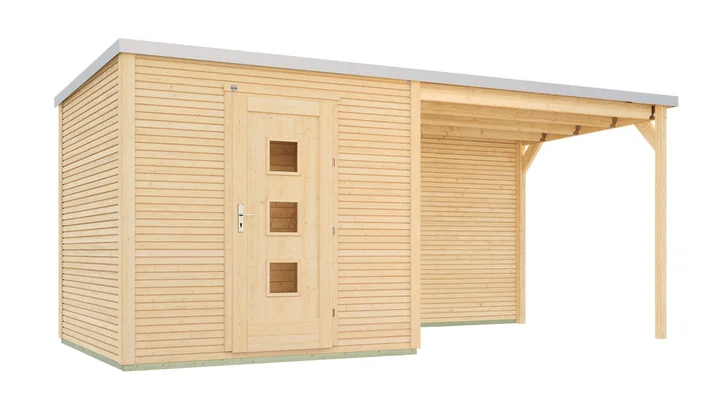 Gartenhaus Granby wekaLine 413, 546x250, Anbau2, Einzeltür, extrahoch, naturbelassen