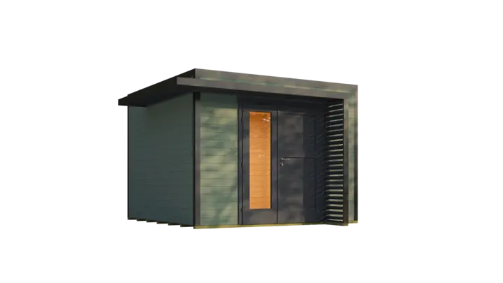 Gartenhaus Amberley, 300x300, Design-Doppeltür, grüngrau/anthrazit