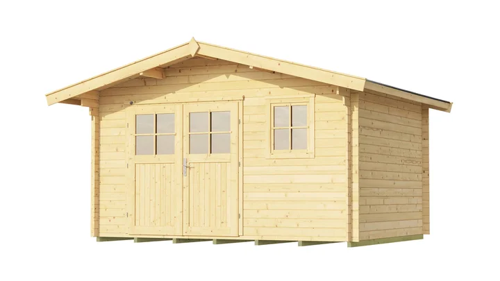 Gartenhaus Blumberg 110, 380x380, Einzeltür, 2 Fenster, naturbelassen