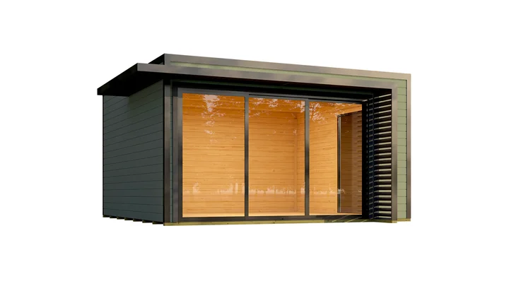 Gartenhaus Amberley, 400x400, 2 Glasschiebetüren, grüngrau/anthrazit