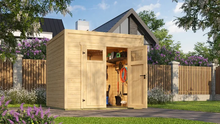 Gartenhaus Batu, 250x250, Doppeltür, naturbelassen
