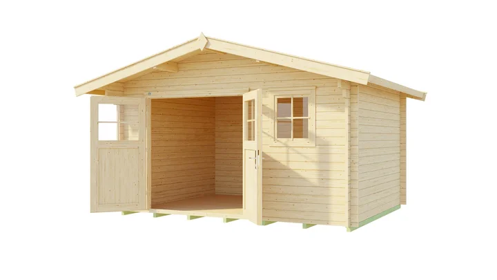 Gartenhaus Blumberg 136, 380x380, Fenster, Doppeltür, naturbelassen