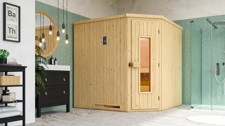 Elementsauna Varberg, 192x192, Holztür
