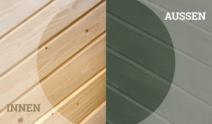Gartenhaus Killarney, 250x250, Design-Doppeltür, grüngrau/Eiche hell